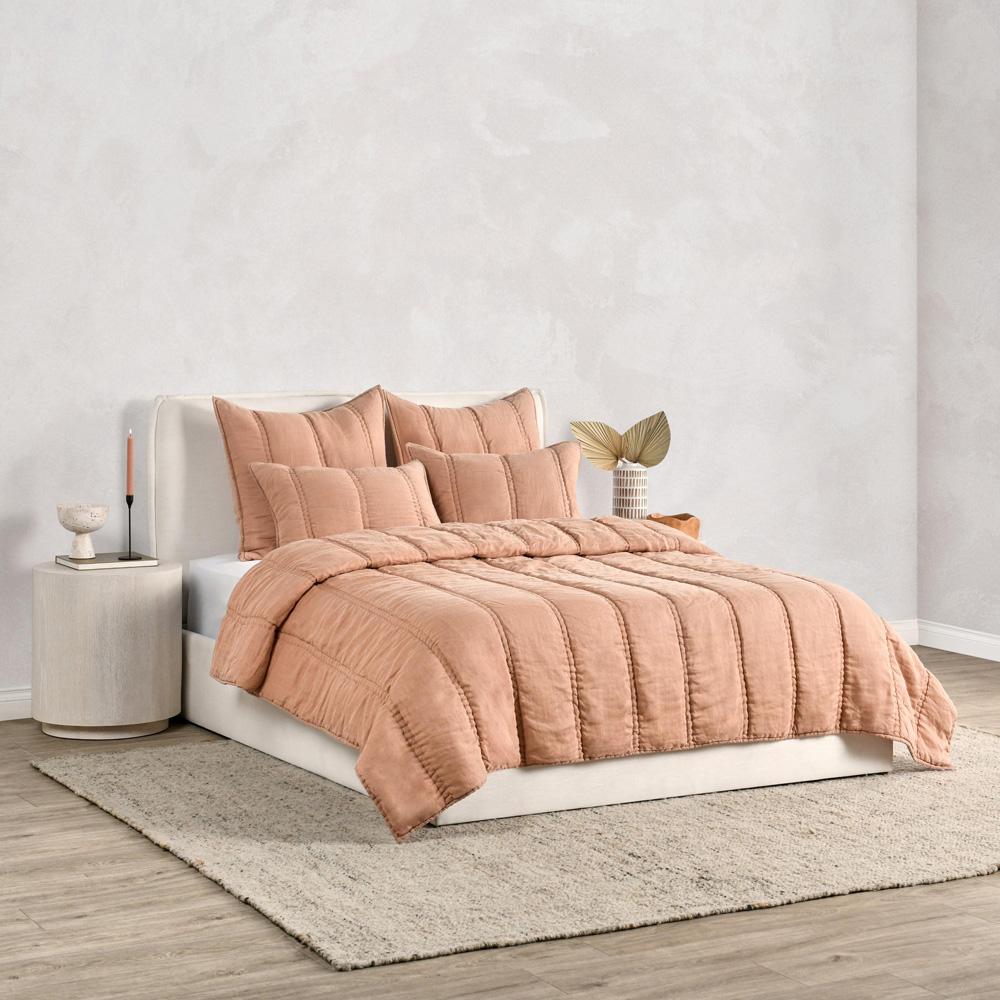 Villa by Classic Home - Rowen Sustainable Fabric Clay King Quilt Set - 108W - Clay - V290191 veiw 2