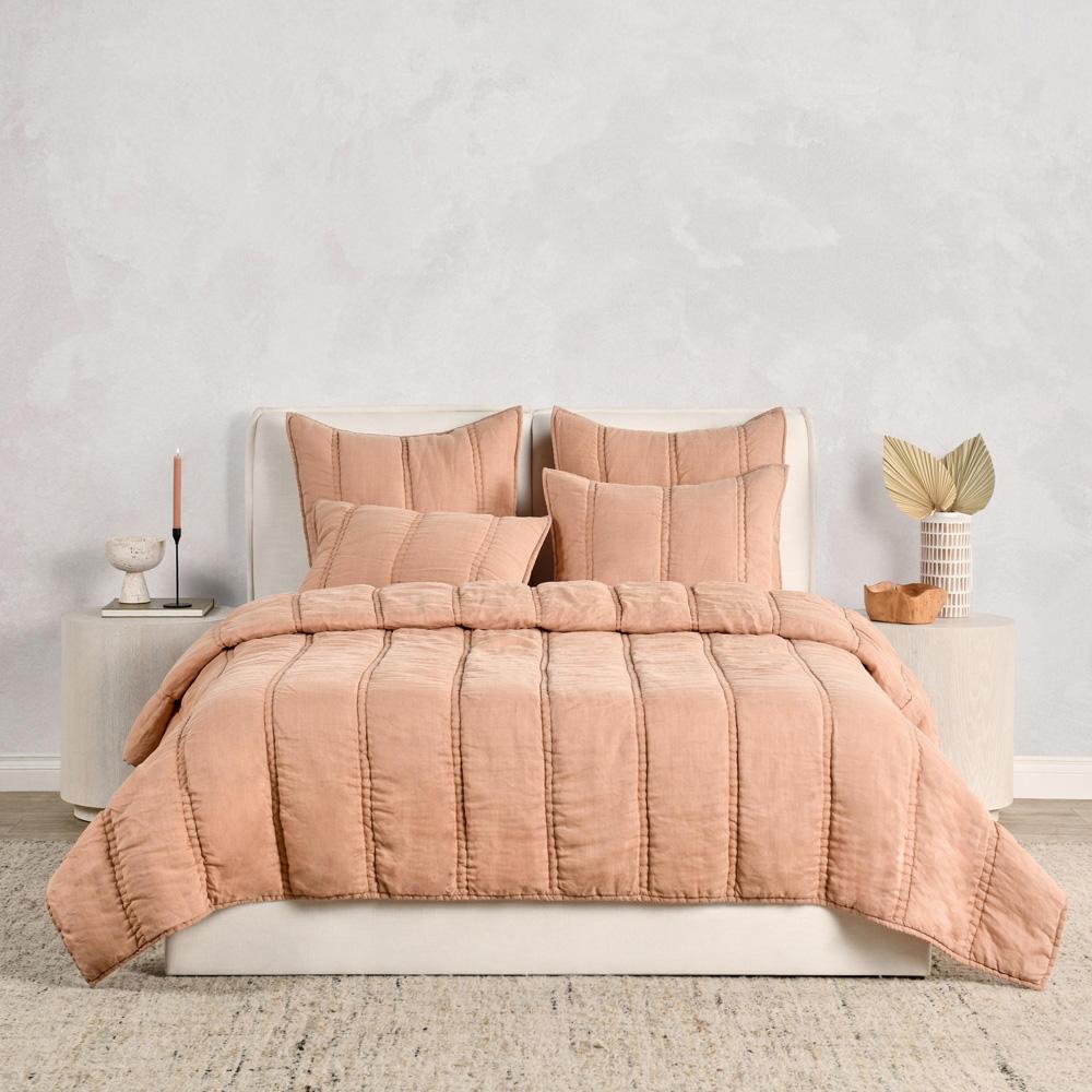 Villa by Classic Home - Rowen Sustainable Fabric Clay King Quilt Set - 108W - Clay - V290191 veiw 3