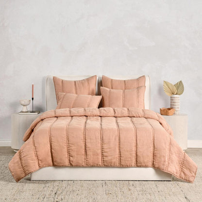 Villa by Classic Home - Rowen Sustainable Fabric Clay King Quilt Set - 108W - Clay - V290191 veiw 3