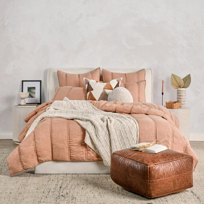 Villa by Classic Home - Rowen Sustainable Fabric Clay King Quilt Set - 108W - Clay - V290191 veiw 6