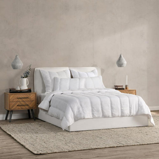 Villa by Classic Home - Rowen Sustainable Fabric Cloud White King Quilt - 108W - White - V290145 veiw 2