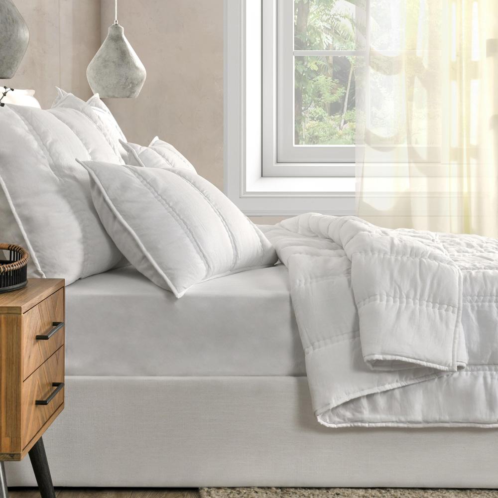 Villa by Classic Home - Rowen Sustainable Fabric Cloud White King Quilt - 108W - White - V290145 veiw 4