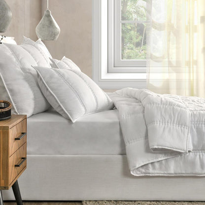 Villa by Classic Home - Rowen Sustainable Fabric Cloud White King Quilt - 108W - White - V290145 veiw 4