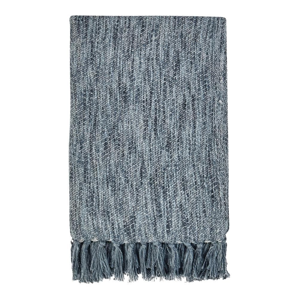 Villa by Classic Home - Tc Sharma 100% Cotton Linen Denim Blue Throw Blanket 50inX70in - 50W - Blue - V280087 veiw 1
