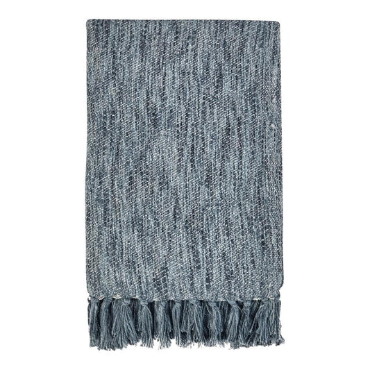 Villa by Classic Home - Tc Sharma 100% Cotton Linen Denim Blue Throw Blanket 50inX70in - 50W - Blue - V280087 veiw 1