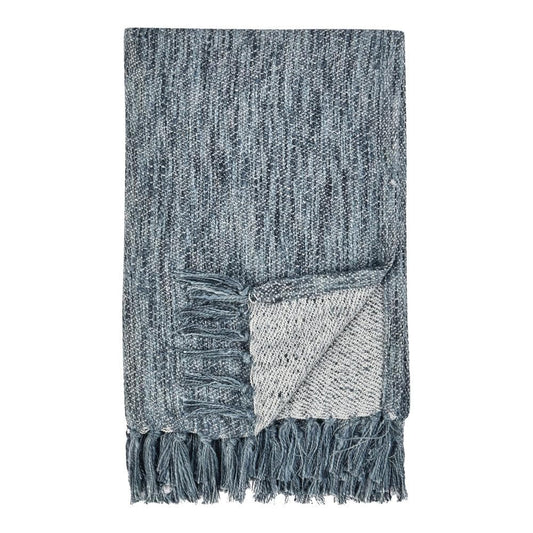 Villa by Classic Home - Tc Sharma 100% Cotton Linen Denim Blue Throw Blanket 50inX70in - 50W - Blue - V280087 veiw 2