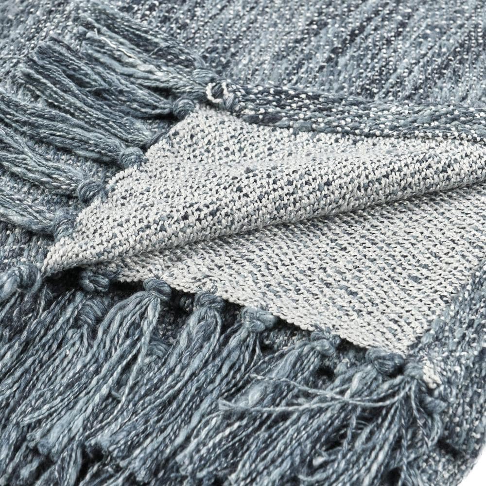 Villa by Classic Home - Tc Sharma 100% Cotton Linen Denim Blue Throw Blanket 50inX70in - 50W - Blue - V280087 veiw 4