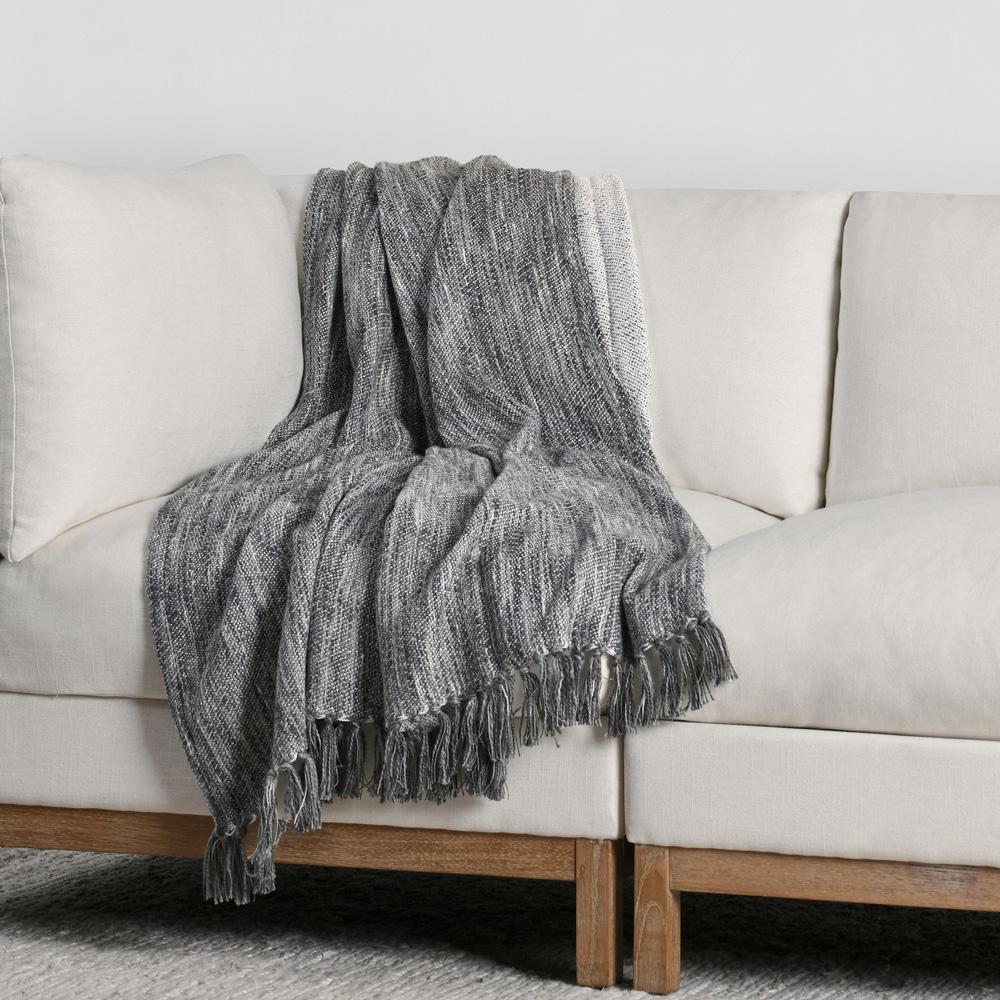 Villa by Classic Home - Tc Sharma Cotton Blend 50inX70in Gray Throw Blanket Blanket - 50W - Gray - V290139 veiw 5