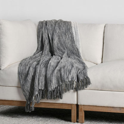 Villa by Classic Home - Tc Sharma Cotton Blend 50inX70in Gray Throw Blanket Blanket - 50W - Gray - V290139 veiw 5