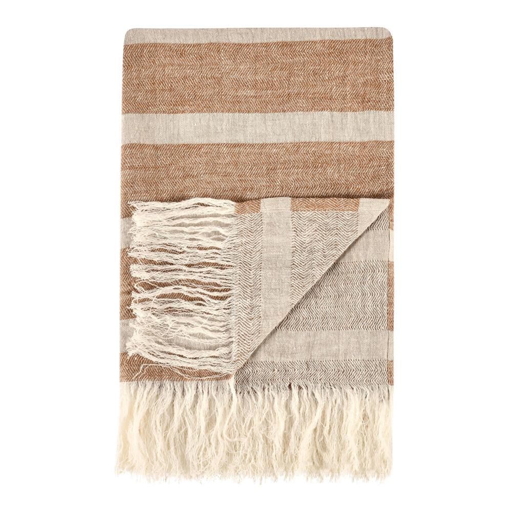 Villa by Classic Home - Sherry 100% Belgian Linen Brown Multicolor 50inX70in Throw Blanket Blanket - 50W - Brown - V290144 veiw 2