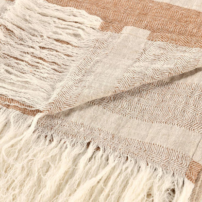 Villa by Classic Home - Sherry 100% Belgian Linen Brown Multicolor 50inX70in Throw Blanket Blanket - 50W - Brown - V290144 veiw 3