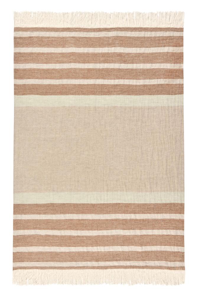 Villa by Classic Home - Sherry 100% Belgian Linen Brown Multicolor 50inX70in Throw Blanket Blanket - 50W - Brown - V290144 veiw 4
