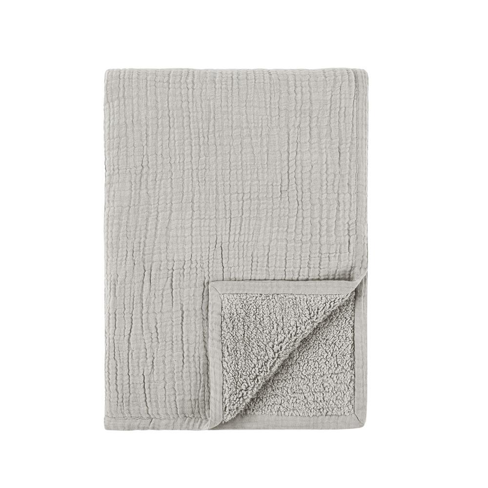 Villa by Classic Home - Tc Cotton Linen Blend Gray 50inX70in Throw Blanket Blanket - 50W - Gray - V270004 veiw 2