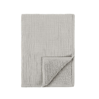 Villa by Classic Home - Tc Cotton Linen Blend Gray 50inX70in Throw Blanket Blanket - 50W - Gray - V270004 veiw 2