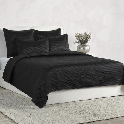 Villa by Classic Home - Winthrop 100% Sateen Black Queen Quilt  - 94W - Black - V011883 veiw 2