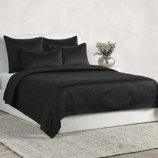 Villa by Classic Home - Winthrop 100% Sateen Black Queen Quilt  - 94W - Black - V011883 veiw 2