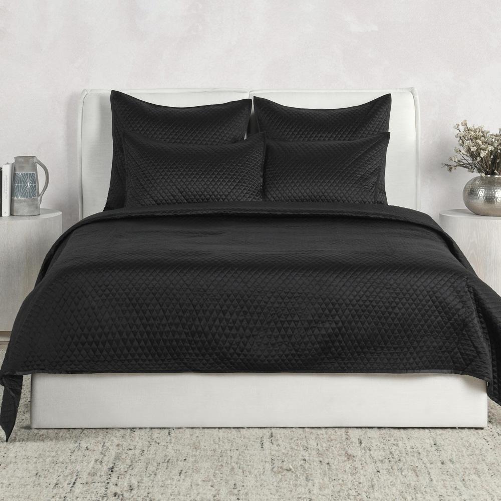 Villa by Classic Home - Winthrop 100% Sateen Black Queen Quilt  - 94W - Black - V011883 veiw 3