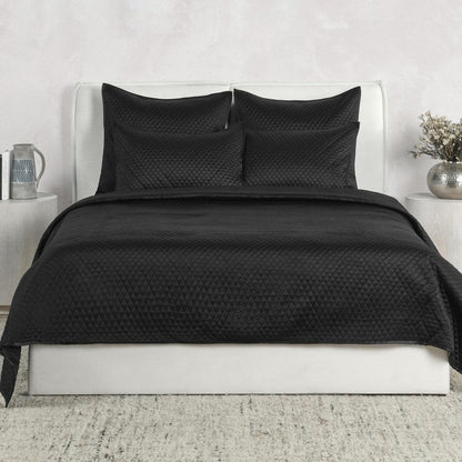Villa by Classic Home - Winthrop 100% Sateen Black Queen Quilt  - 94W - Black - V011883 veiw 3