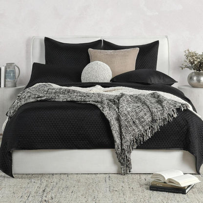 Villa by Classic Home - Winthrop 100% Sateen Black Queen Quilt  - 94W - Black - V011883 veiw 6