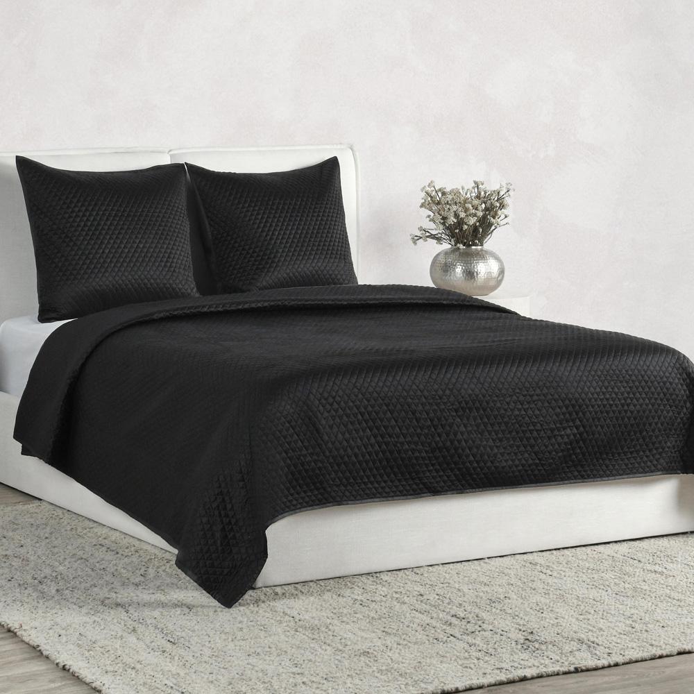 Villa by Classic Home - Winthrop 100% Sateen Black Euro Sham  - 26W - Black - V033465 veiw 4