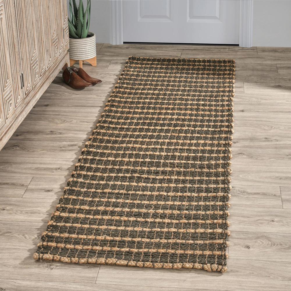 Villa by Classic Home - Alysa 2.6X8 Natural Jute Handwovenmineral Blue Accent Rug - 2.6W - Mineral Blue - 30091003 veiw 4