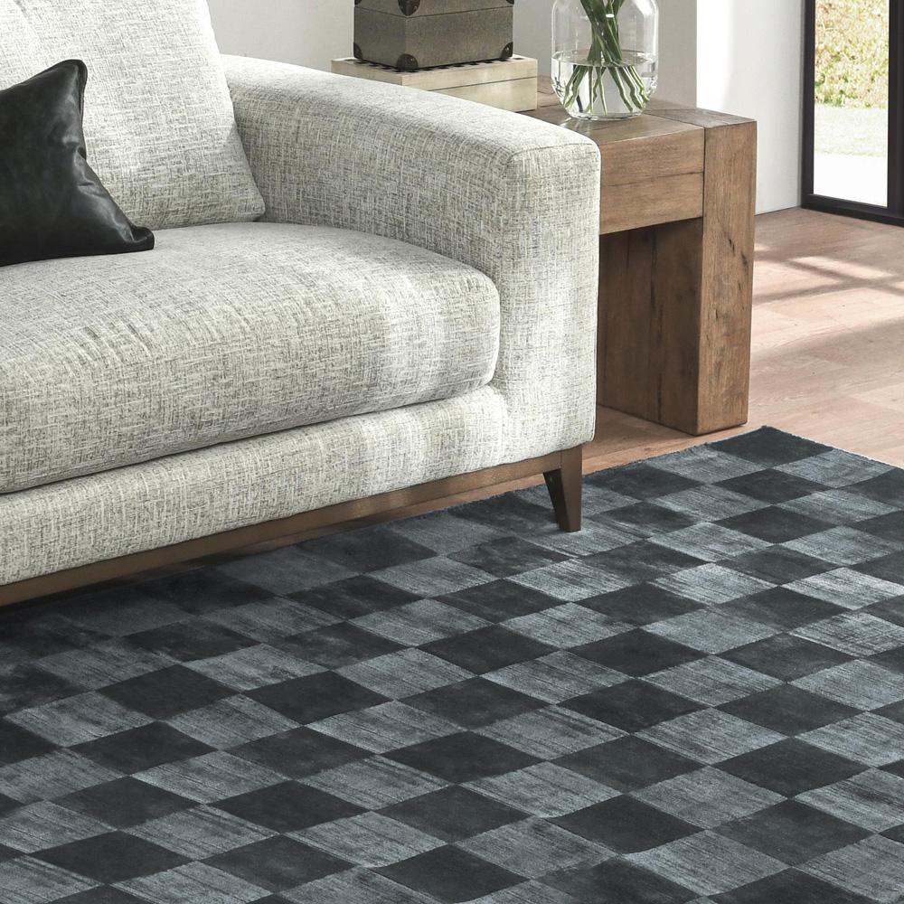 Villa by Classic Home - Berlin 8X10 Indoor Soft Fabric Handwoven Checkered Ink Blue Accent Area Rug - 8W - Ink Blue - 30091715 veiw 5
