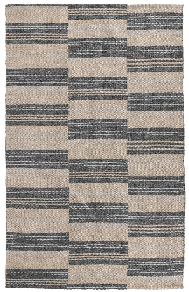 Villa by Classic Home - Boulder 5X8 Indoor Outdoor Handwoven Stripe Charcoal Area Rug  - 5W - Charcoal - 30132284 veiw 1