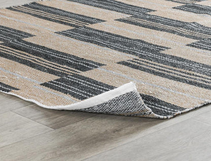 Villa by Classic Home - Boulder 5X8 Indoor Outdoor Handwoven Stripe Charcoal Area Rug  - 5W - Charcoal - 30132284 veiw 2
