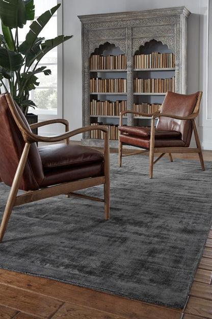 Villa by Classic Home - Cameron Hand-Woven Distressed Viscose Area Rug  - 5W - Charcoal - 30026224 veiw 2