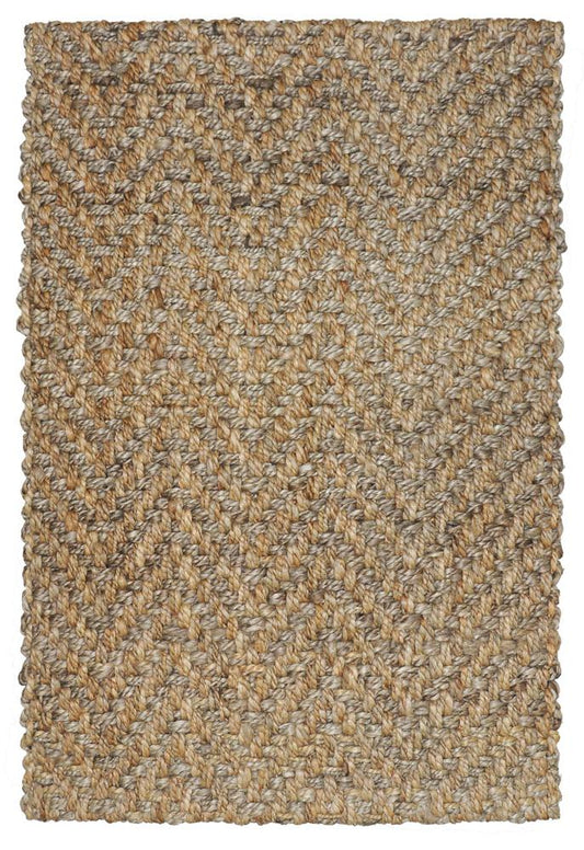 Villa by Classic Home - Chevron Handwoven Jute Area Rug  - 8W - Natural/grey - 30063515 veiw 1