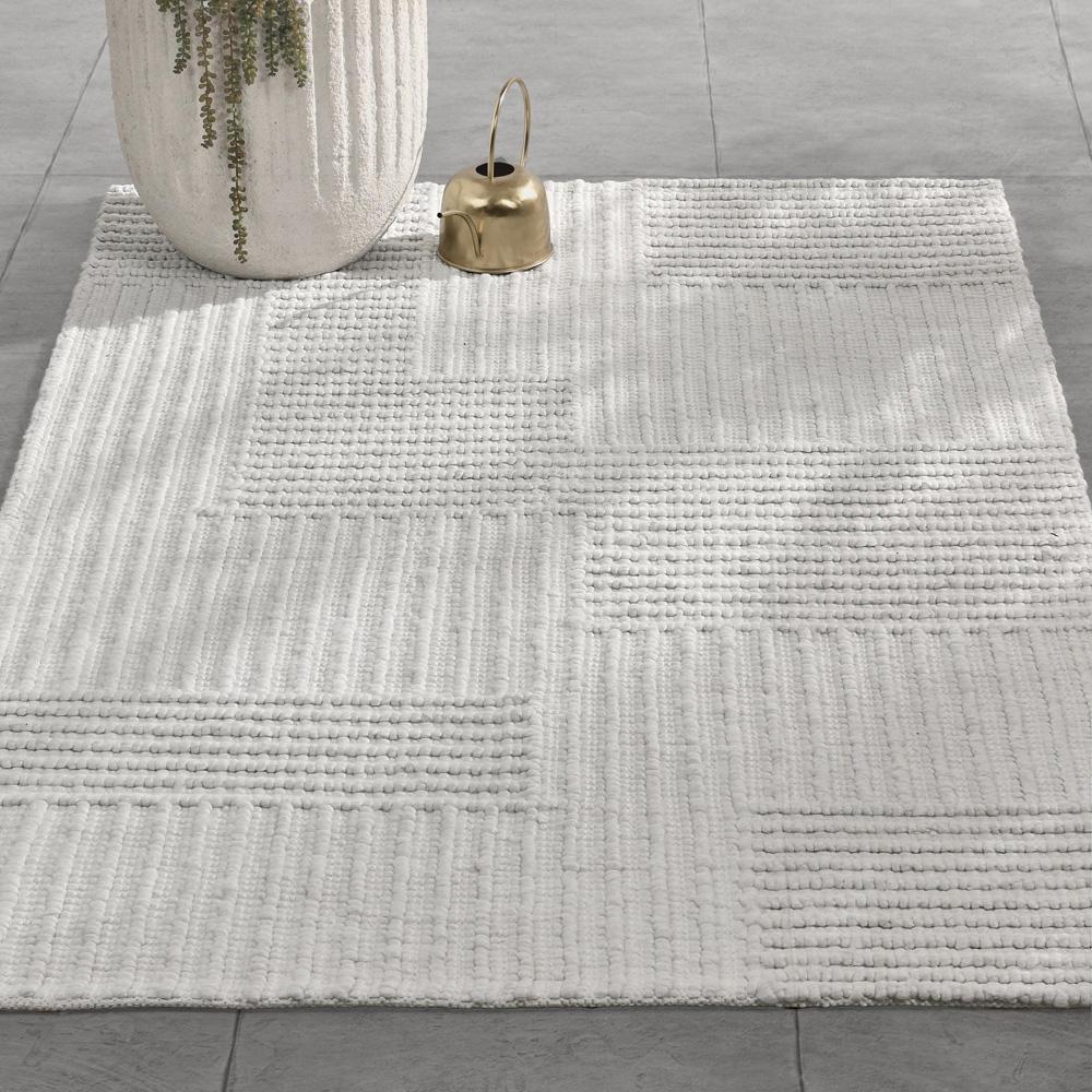 Villa by Classic Home - Clayton 5X8 Recycled Fabric Handwoven Sustainable Ivory Accent Area Rug - 5W - Ivory - 30132374 veiw 6