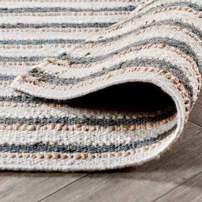 Villa by Classic Home - Del Mar Jute Blend Area Rug  - 5W - Ivory, Aqua - 30091694 veiw 4
