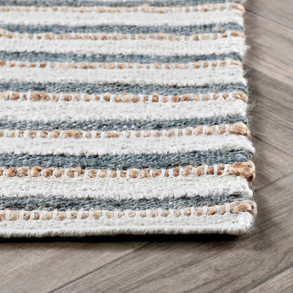 Villa by Classic Home - Del Mar Jute Blend Area Rug  - 8W - Ivory, Aqua - 30091695 veiw 3