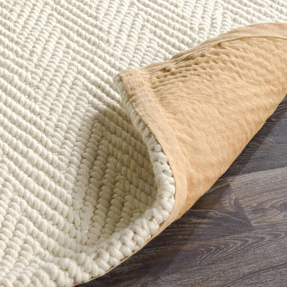 Villa by Classic Home - Herringbone 10X14 Hand Woven Wool Blend Fabric Ivory Area Rug - 10W - Ivory - 30091918 veiw 4