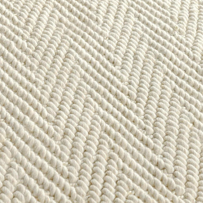 Villa by Classic Home - Herringbone 5X8 Hand Woven Wool Blend Fabric Ivory Area Rug - 5W - Ivory - 30091914 veiw 5