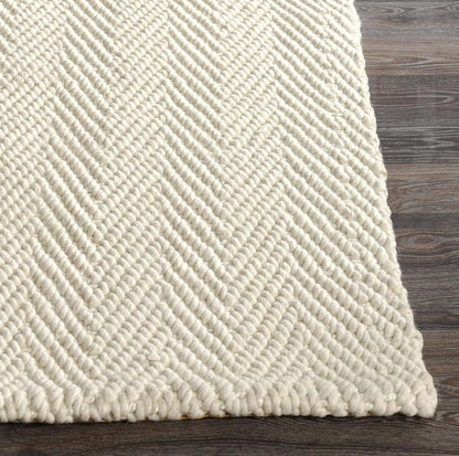 Villa by Classic Home - Herringbone 8X10 Hand Woven Wool Blend Fabric Ivory Area Rug - 8W - Ivory - 30091915 veiw 3