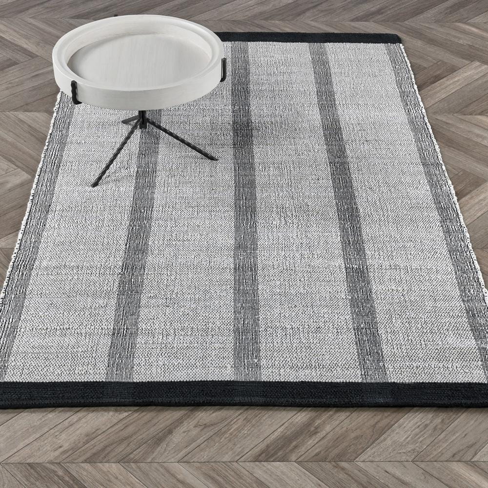Villa by Classic Home - Kochi Jute Blend Striped Area Rug  - 8W - Ivory, Black - 30091615 veiw 5