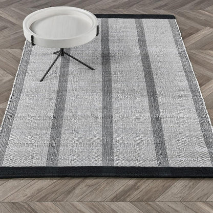Villa by Classic Home - Kochi Jute Blend Striped Area Rug  - 8W - Ivory, Black - 30091615 veiw 5