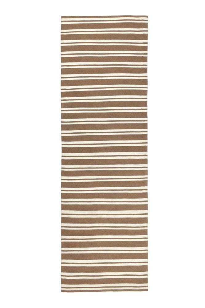Villa by Classic Home - Palma 2.6X8 Hand Woven Performance Stripe Brown Fabric Area Rug - 2.6W - Brown - 30132533 veiw 1
