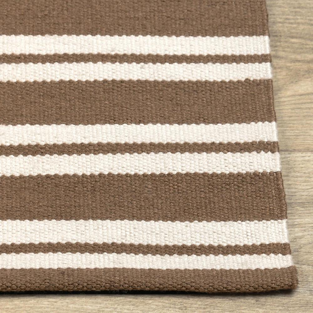 Villa by Classic Home - Palma 5X8 Hand Woven Performance Stripe Brown Fabric Area Rug - 5W - Brown - 30132534 veiw 2