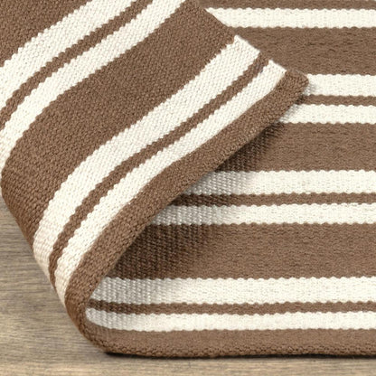 Villa by Classic Home - Palma 8X10 Hand Woven Performance Stripe Brown Fabric Area Rug - 8W - Brown - 30132535 veiw 3