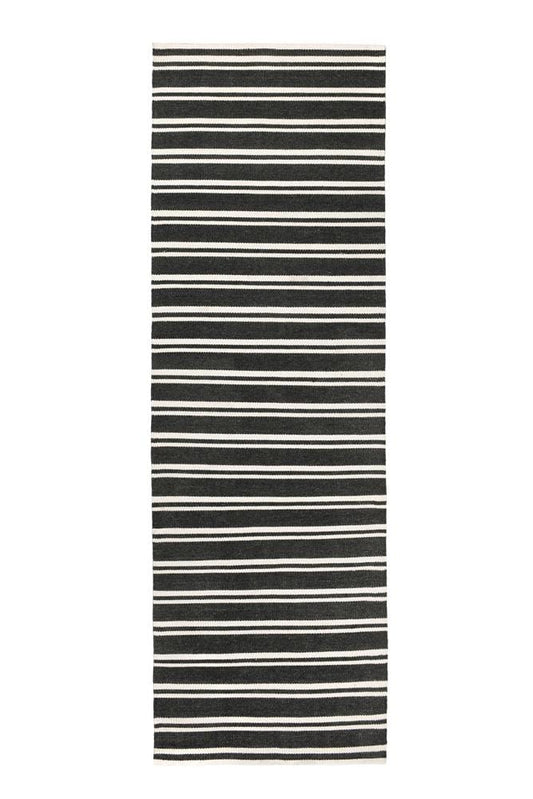 Villa by Classic Home - Palma 2.6X8 Hand Woven Performance Stripe Charcoal Fabric Area Rug - 2.6W - Charcoal - 30132523 veiw 1