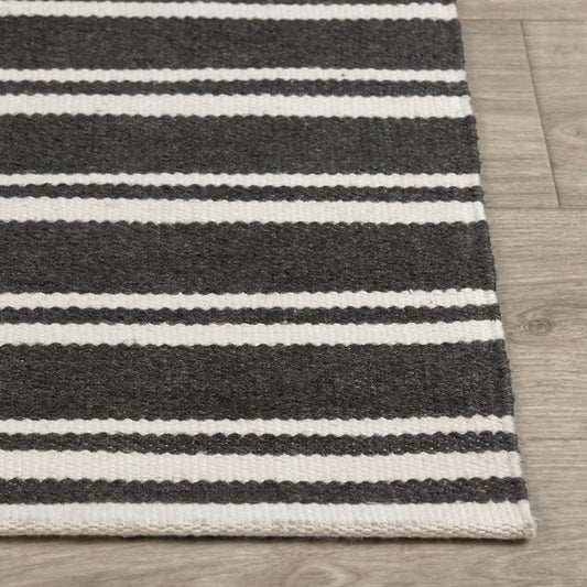Villa by Classic Home - Palma 2.6X8 Hand Woven Performance Stripe Charcoal Fabric Area Rug - 2.6W - Charcoal - 30132523 veiw 2