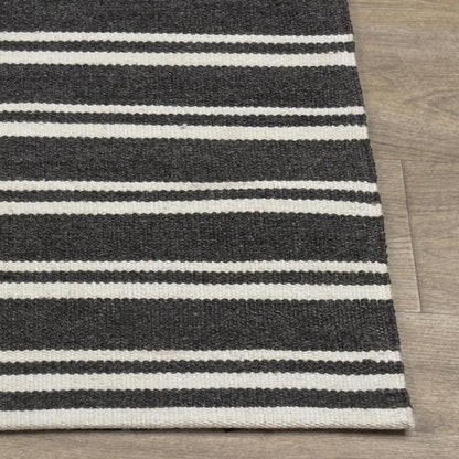 Villa by Classic Home - Palma 5X8 Hand Woven Performance Stripe Charcoal Fabric Area Rug - 5W - Charcoal - 30132524 veiw 2