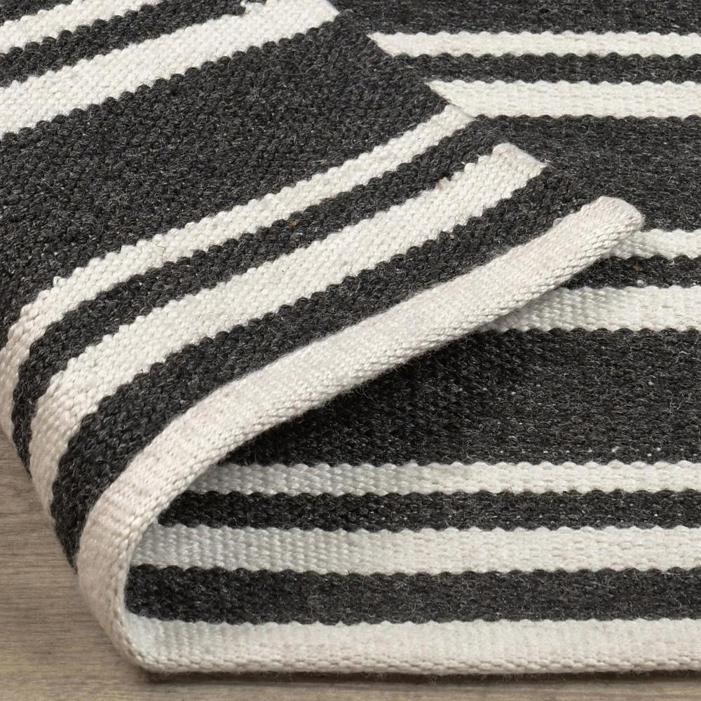 Villa by Classic Home - Palma 8X10 Hand Woven Performance Stripe Charcoal Fabric Area Rug - 8W - Charcoal - 30132525 veiw 3