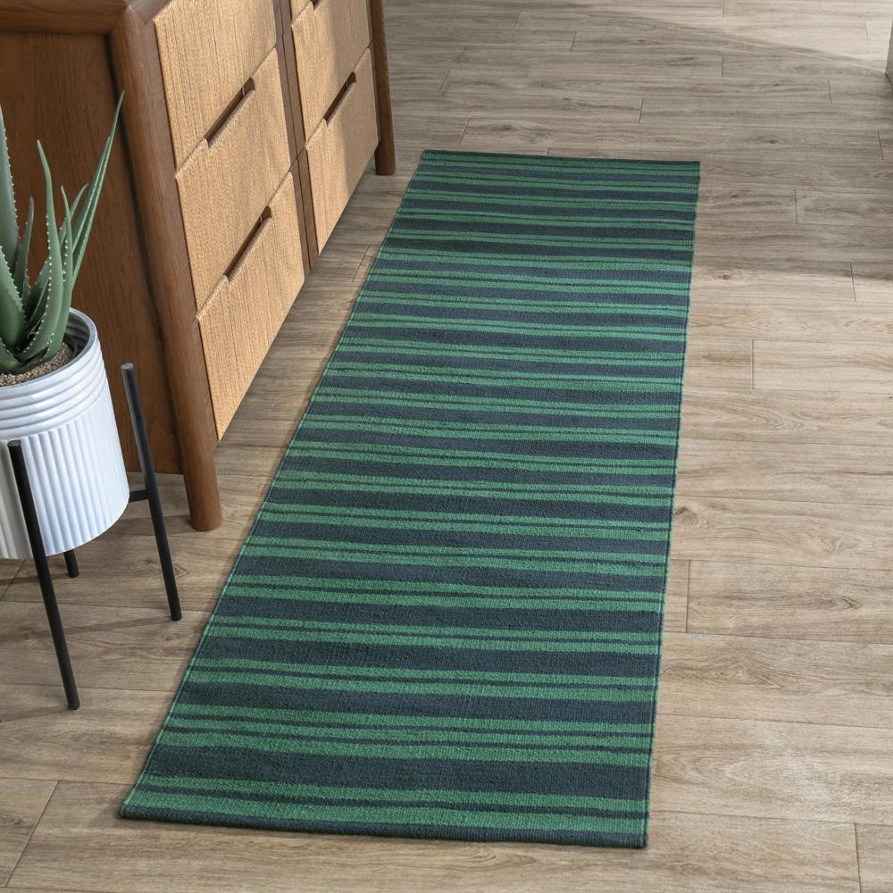 Villa by Classic Home - Palma 2.6X8 Hand Woven Performance Stripe Green Fabric Area Rug - 2.6W - Green - 30132543 veiw 5