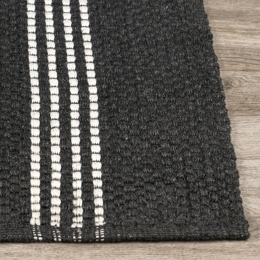 Villa by Classic Home - Sorrento 9X12 Handwoven Performance Stripe Charcoal Fabric Area Rug - 9W - Charcoal - 30132506 veiw 2