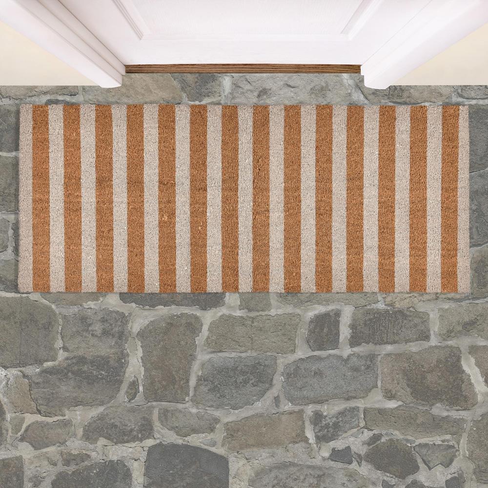 Villa by Classic Home - Striped 24inX57in Doormat Choir Front And Pvc Backing Ivory And Natural - 24W - Ivory - 30182324 veiw 3