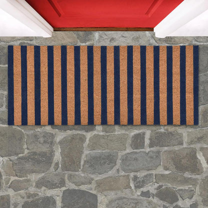 Villa by Classic Home - Striped 24inX57in Doormat Choir Front And Pvc Backing Navy And Natural - 24W - Navy - 30182424 veiw 3