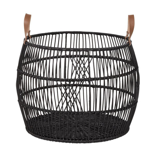 Villa by Classic Home - Sumatra Rattan Floor Storage Basket In Black - 21W - Black - 300107B veiw 1